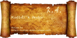 Kudlák Andor névjegykártya