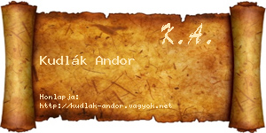 Kudlák Andor névjegykártya