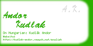 andor kudlak business card