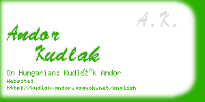 andor kudlak business card
